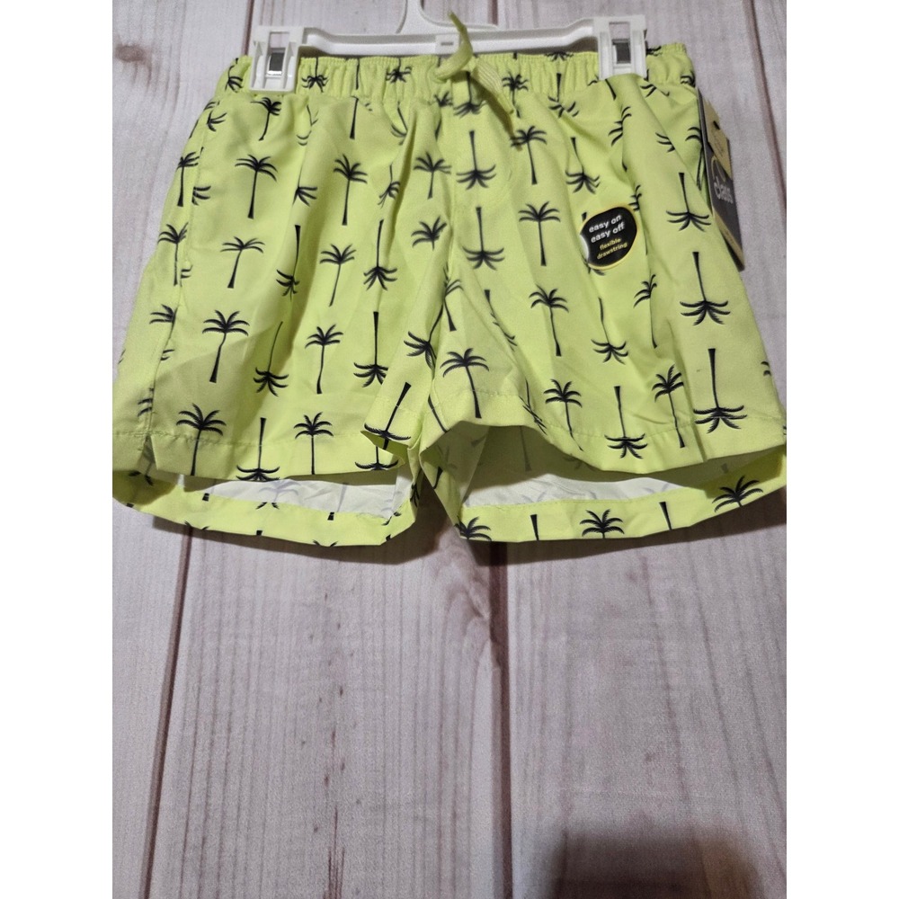 Cat & Jack Boys Shorts Bundle Palm Tree Swim Trunks & Cotton Pull-On Green S 6/7